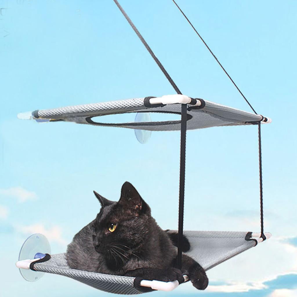 Bvdfgk Pet Cat Window Mounted Hammock Suction Cup Soft Perch Hanging Bed Shelf Bearing Gray Double Layer