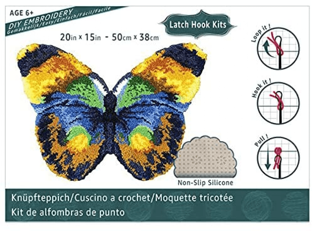 Handmade Latch Hook Rug Kit Butterfly Shaped Embroidery Carpet Set