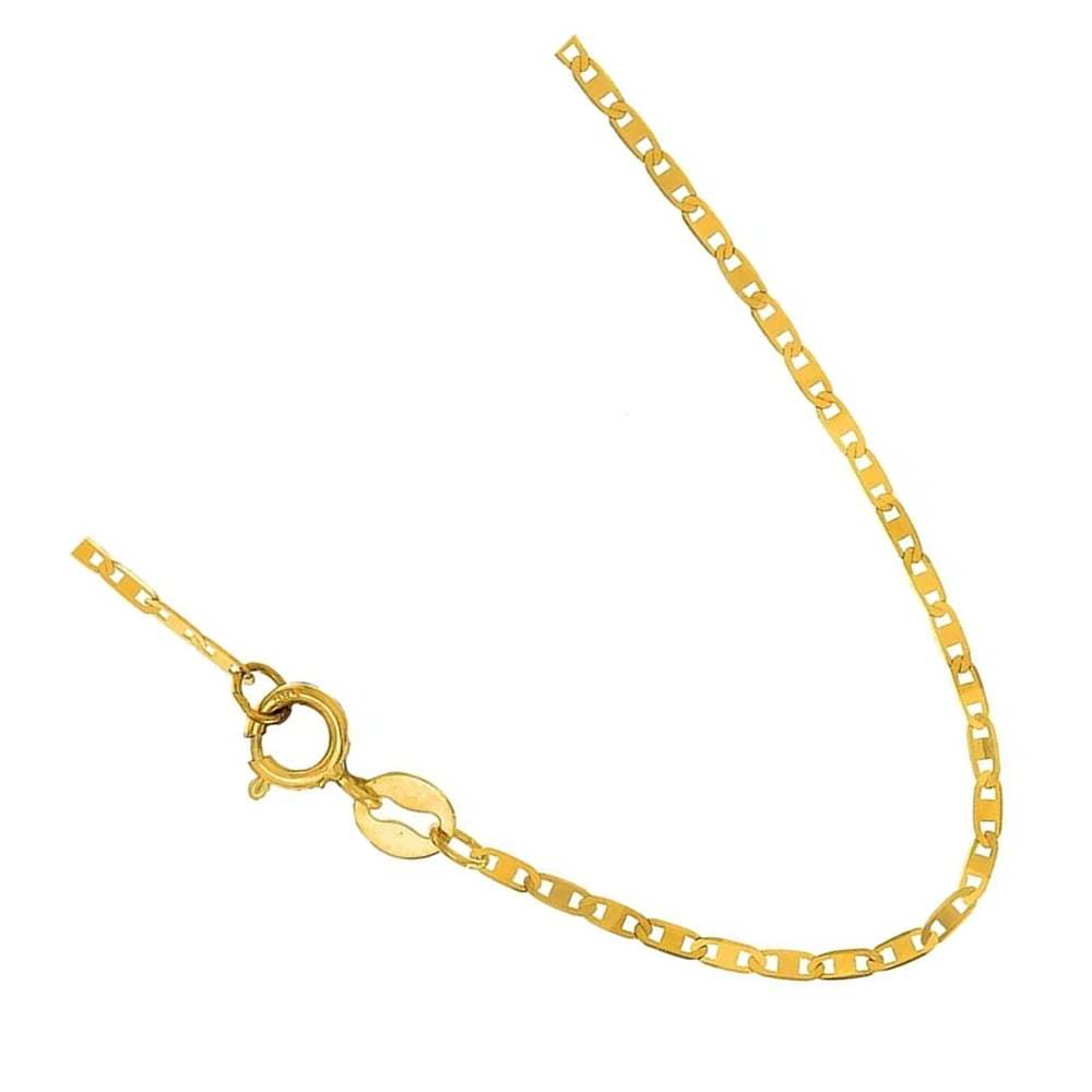 JewelStop 10k Solid Yellow Gold 1.2mm Mariner Chain Necklace, Spring Ring Clasp