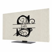 Indoor TV Cover for 85 Inch Flat Screen, Letter S Stretch Fabric Dust Proof TV Screen Protector, Monogram Words Slipcover Monitor Cover for LED LCD Smart TVs Desktop Computer
