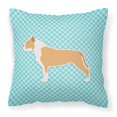 thumbnail image 1 of Caroline's Treasures BB3754PW1414 Almohada azul de tablero de ajedrez de Staffordshire Bull Terrier, 14 x 14, multicolor Caroline's Treasures BB3754PW1414, 1 of 1