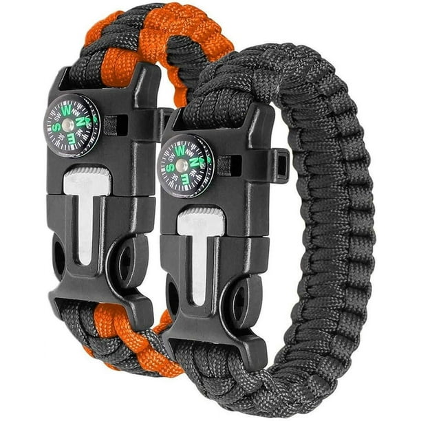 set of 2 survival bracelets with compass whistle and parachute cord Walmart en linea