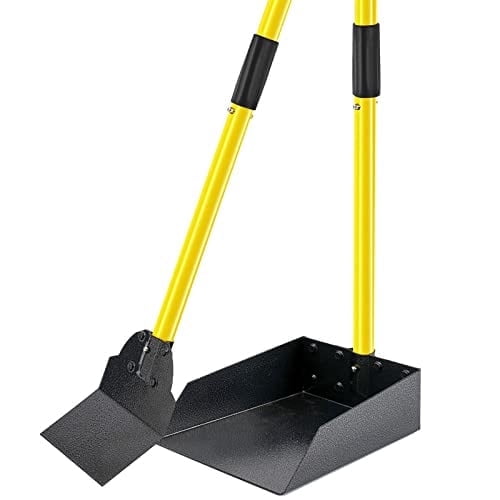 Furggis Metal Dog Pooper Scooper Set with Adjustable Long Handle, Tray and Spade