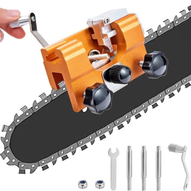 Dsseng Chainsaw Sharpener Portable Chain Saw Sharpening Tool Set Sharpener File Table Quick Sharpening Suitable for All Kinds of Chain Saws and Electric Saws(Yellow)