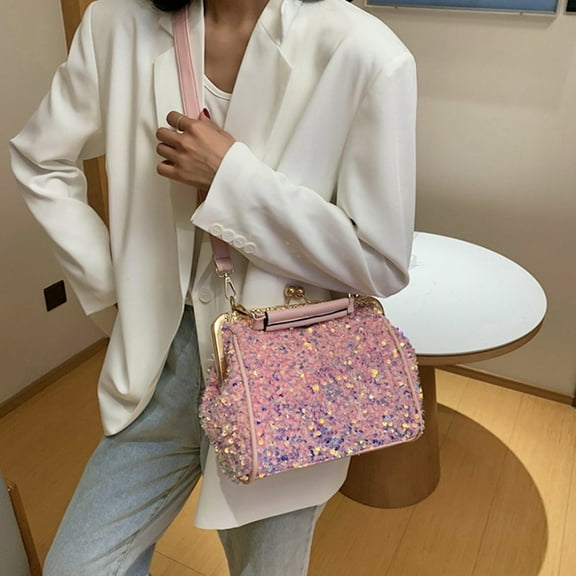 LABSERRON 1Pc Pink Pu Handbag Women Shoulder Tote Bag Multifunctional For Shopping Dating 9.82X7.86X3.14in