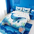 thumbnail image 2 of meiyoeat Watercolor Whale Ocean Full Size Comforter Sets,Sea Print Bedding Comforter Set For Girl,Reversible,3 Pieces,1 Comforter and 2 Pillowcases, 2 of 7