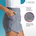 thumbnail image 4 of FITKICKS Airlight Soft Track Shorts with Liner and Mesh Pockets Mid-Rise Waist, Gray Medium (Women’s), 4 of 8