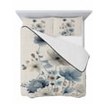thumbnail image 7 of Quilts Queen Size Bedding Set, Blue Grey Floral Lightweight Quilted Comforter, Watercolor Flowers Linen Texture Soft Reversible Bedspread Coverlet with Pillow Covers for All Season, 90" x 96", 7 of 7