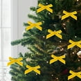 thumbnail image 6 of SLYNSHome Christmas Bow Glitter Velvet Mini Red Ribbon Bow Tie,Wreath Ornaments for Christmas Tree Xmas Decoration - Yellow, 6 of 7