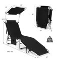 thumbnail image 4 of Costway Foldable Sun Shading Lounge Chair Adjustable Beach Sunbathing Recliner W/Pocket, 4 of 12
