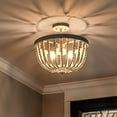 thumbnail image 3 of LNC Boho Wood Bead Semi Flush Mount Ceiling Light, 3-Light 16" Fixture in White Grey, 3 of 9