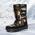 thumbnail image 2 of Camo Mid Calf Winter Snow Boots for Women Men Platform Thickened Fuzzy Lined Hook and Loop Long Booties Green Size 9, 2 of 4