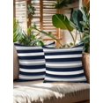 thumbnail image 2 of Waterproof Outdoor Throw Pillows with Inserts 18"x18" Set of 2, Navy Blue Grey Striped Soft Decorative Pillowcases for Couch Bedroom, Farmhouse Stripes Minimalist Pillow Covers for Sofa Living Room, 2 of 8