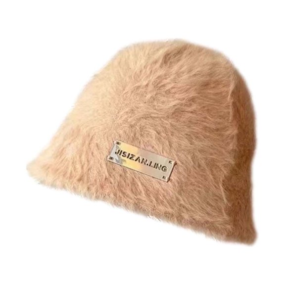 IROINNID Women's Bucket Hat Cozy Plush Winter Warm Windproof Fisherman Cap Outdoor Daily Wear,Gold