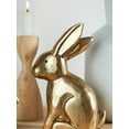 thumbnail image 4 of Set of 2 Golden Wooden Bunny Figurines Small Easter Rabbit Statue for Home, Spring Decor, Gift, 4 of 15