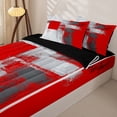 thumbnail image 3 of Homewish Red Abstract Ombre Zipper Twin Comforter Sets with Fitted Sheet and 2 Pillowcases,Grunge Aesthetic Zipper Bedding Set,Black Reversible,4pcs, 3 of 8