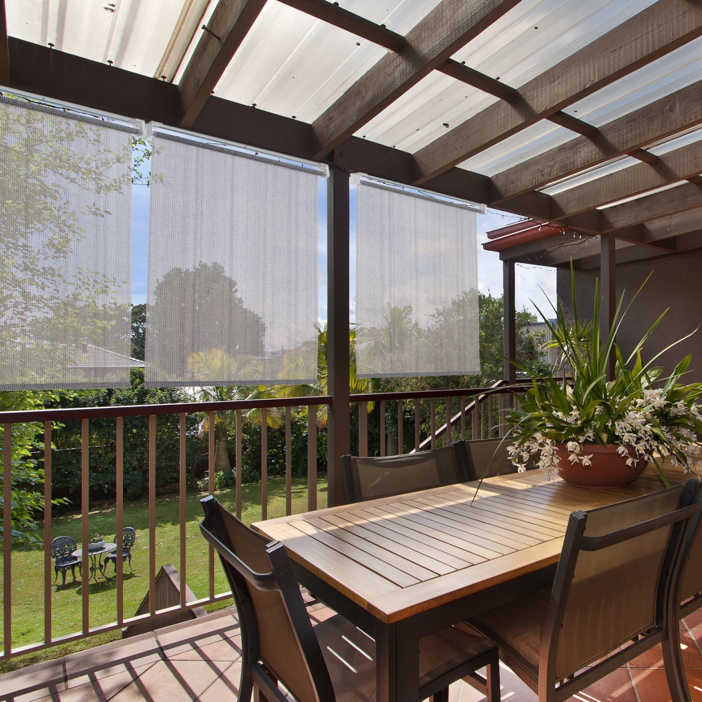 Cordless Pushup HDPE Exterior Roller Shade 36" W x 66" L Gray