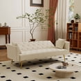 thumbnail image 5 of Convertible Sleeper Sofa, 72 Inch Foldable Sofa Bed with Tufted Back, Velvet Upholstery & 3-Position Adjustable Backrest for Small Spaces & Guest Room, Beige, 5 of 7