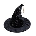 thumbnail image 3 of RUTAYY Women's Halloween Witch Hat Star Print Design Hanging Star Pendant Wide Brim Party Hats Black, 3 of 3