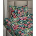thumbnail image 2 of Ambesonne Floral Fitted & Flat Sheet with Sham 3 Pcs Set, Exotic Flora Acrylic Plot, Twin XL, Dark Coral Forest Green, 2 of 4