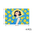 thumbnail image 3 of Joocar Summer Girl With Yellow Flowers Blue Background Linen Table Mats Set Of 4 For Home Kitchen Table Decor 12x18 inch, 3 of 4