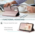 thumbnail image 3 of Mantto for iPhone 11 Wallet Case with Detachable Wrist Strap & Shoulder Strap,Shockproof Luxury PU Leather Purse Credit Card Slots Magnetic Flip Kickstand Crossbody Phone Case, Rosegold, 3 of 8