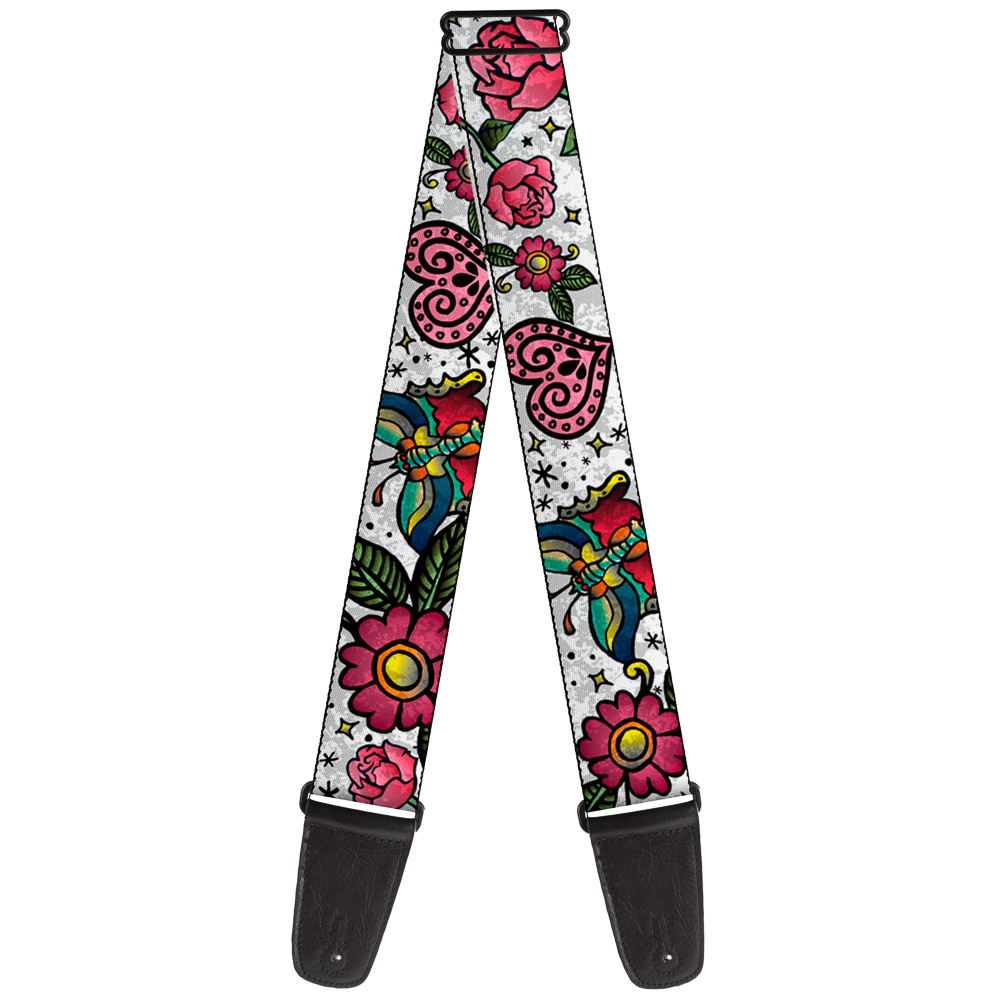 Buckle-Down Guitar Strap, Love Kills Close Up White, 2 Inches Wide
