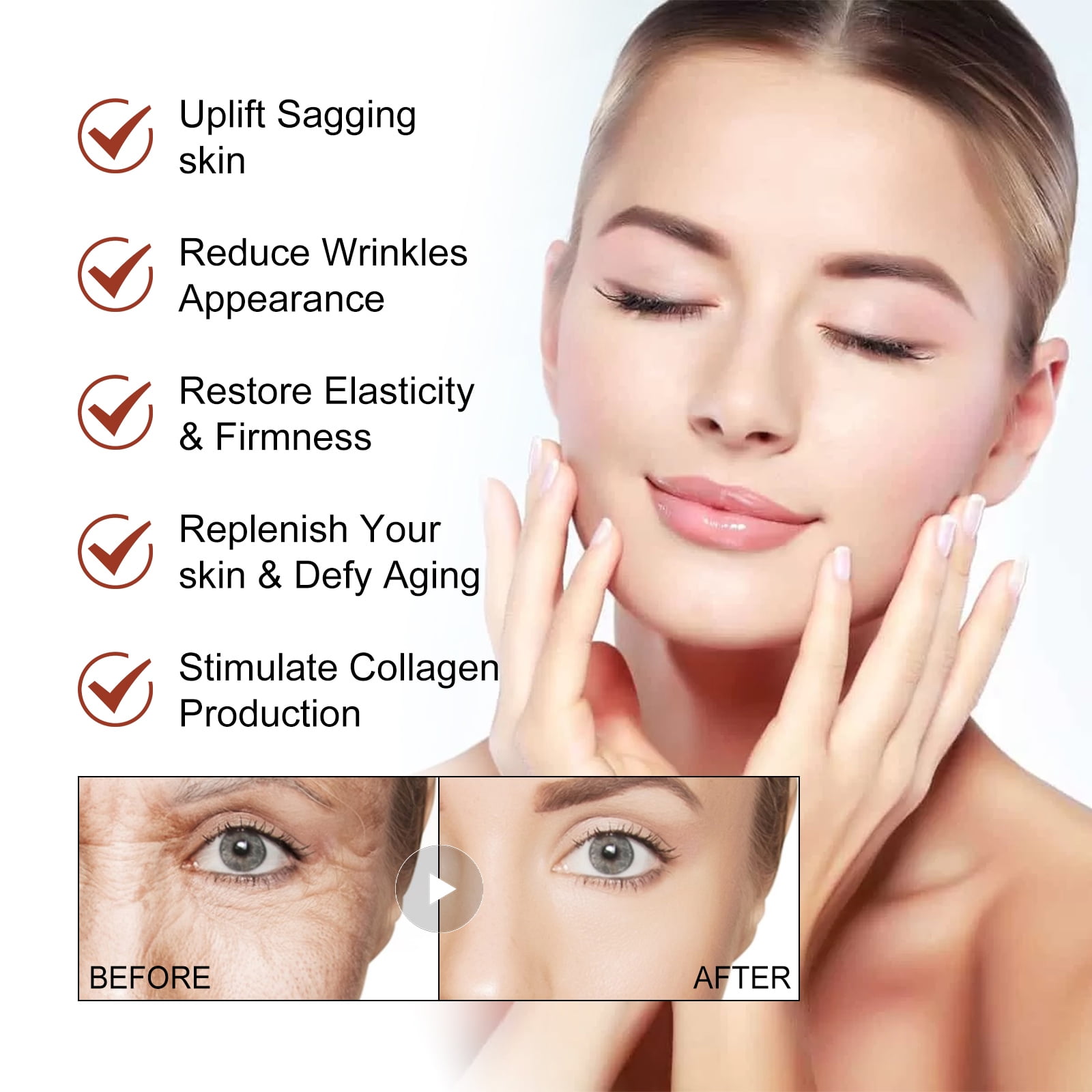 Alvantor Face Serum with Palmitoyl Peptide for Anti-Wrinkle Firming Face Essence, 1.7fl.oz
