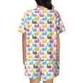 thumbnail image 3 of Bingfone Colorful Rabbit Print Pajamas Sets for Women Soft Short-Sleeved Pjs with Lounge Shorts Two Piece Sleepwear, 3 of 8