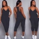 thumbnail image 3 of Gibobby Monos de Moda Monos de camisola sólidos para mujer con cuello en V sin mangas, monos informales para correr con bolsillos(Negro， XXXL), 3 of 5