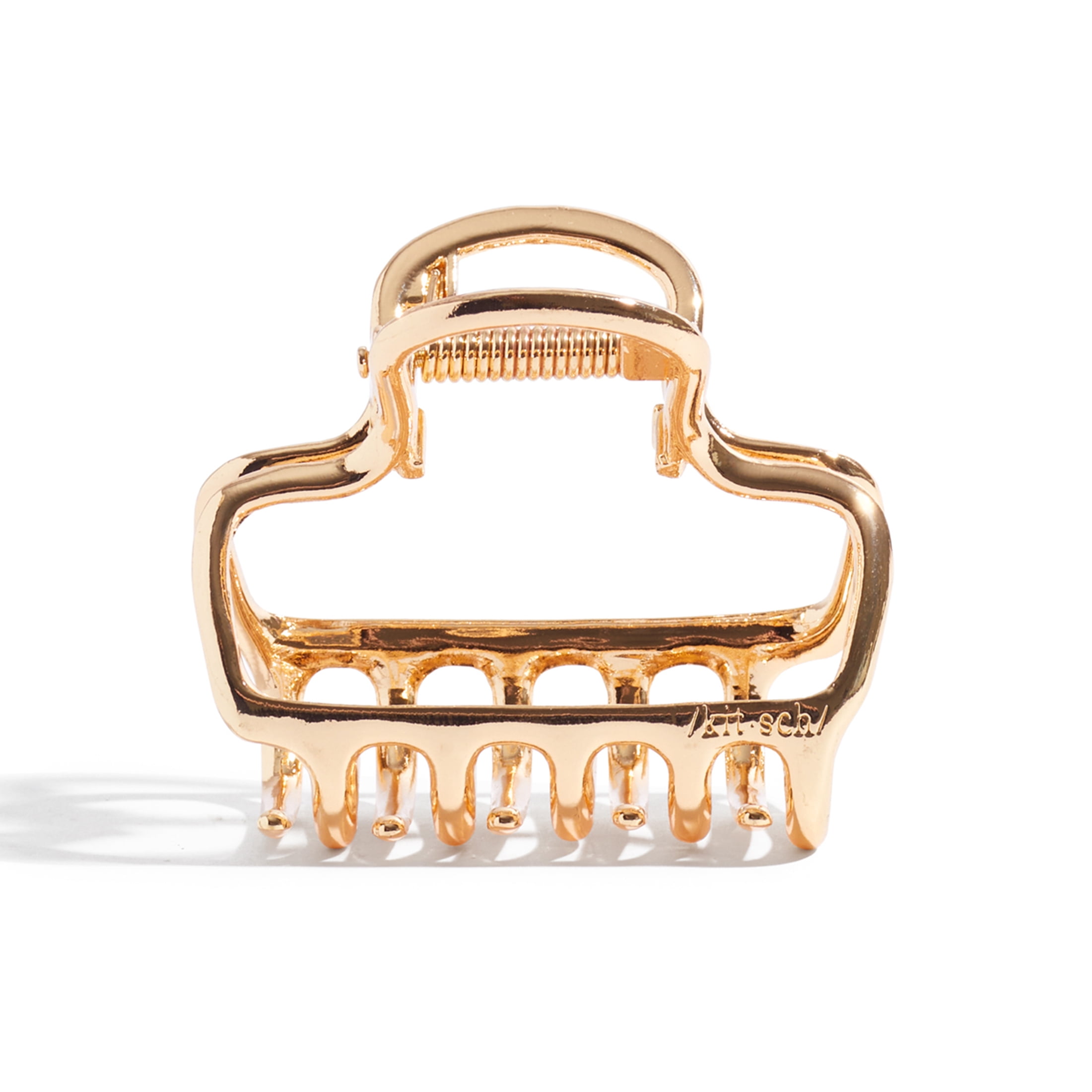 Kitsch Metal Open Shape Puffy Claw Clip 1 Piece, All Hair Types, Gold Color