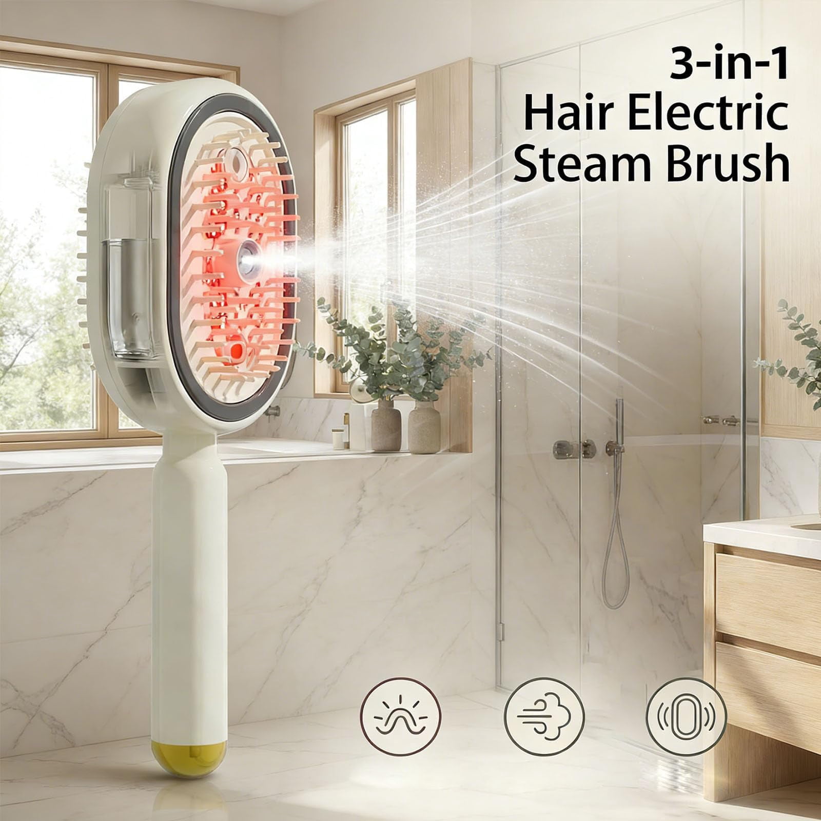 Electric Steam Brush | Nano Mist Detangling Hair Brush with Water