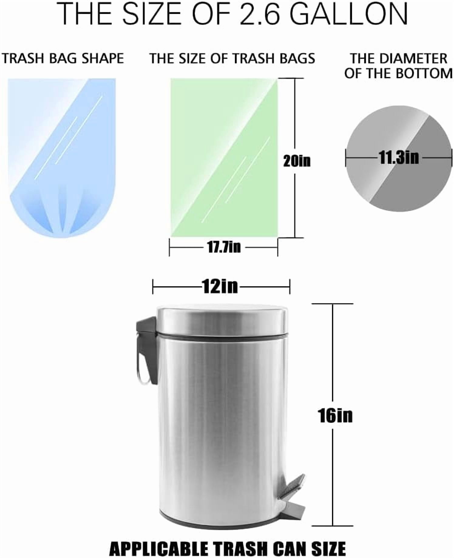 2.6 Gallon/330pcs Strong Colorful Clear Garbage Bags by , Bathroom Trash Can Bin Liners, Small Plastic for home office kitchen,fit 10 Liter, 2,2.5,3 Gal, Multicolor
