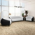 thumbnail image 3 of LeisureMod 3-Piece Sofa Set with 2 Single-Seater and a Three-Seater Couch Upholstered in Vegan Leather with Steel Legs Foam Filled Cushion for Modern Home Opula Series in Black/White, 3 of 13