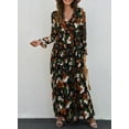 thumbnail image 6 of DOKOTOO Women's Black Floral Maxi Dresses Casual Deep V Neck Long Sleeve Evening Dress Cocktail Party Dress for Women, US 12-14(L), 6 of 9