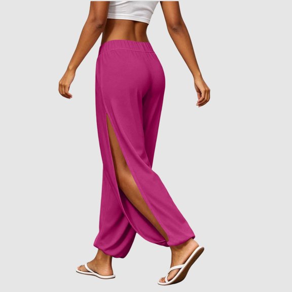 VV AVEORS Womens Wide Leg Sweatpants Cozy Casual Jogger Pants Baggy Elastic High Waisted Athletic Yoga Pants With Pockets Hot Pink M