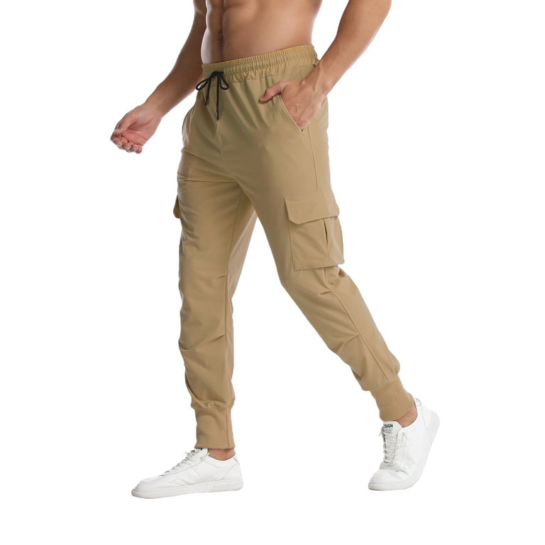 Lexiart Mens Fashion Hiking Cargo Pants Drawstring Athletic Joggers  Sweatpants Casual Tapered Track Pants Khaki - Yahoo Shopping
