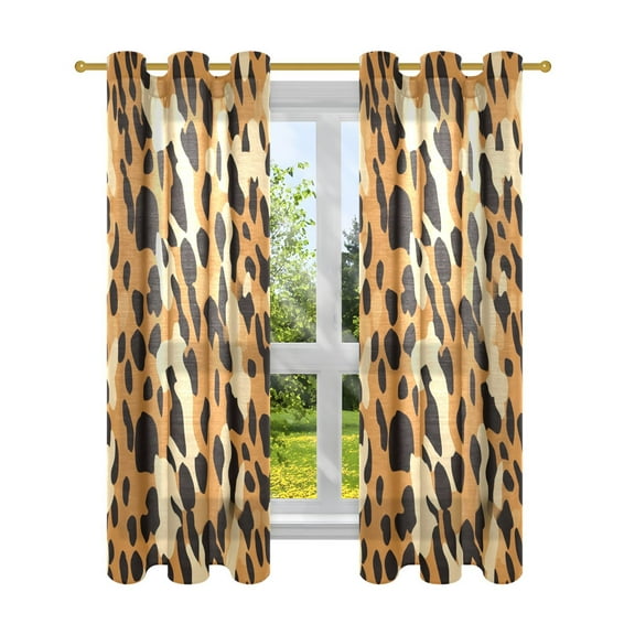 Leopard Print Blackout Curtains Patio Door Curtains Window Decoration for Bedroom Living Room 2 Panels