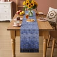thumbnail image 2 of Blue Geometric Table Runner - 72 Inch Long Ombre Modern Abstract Art Cotton and Linen Blended Dress Scarves Farmhouse Table Runner for Kitchen Dining, Coffee Table, 13" x 72", 2 of 8