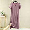 thumbnail image 3 of LIaqionyy Womens Nightshirt Nightgown Short Sleeve Casual V Neck Sleepshirt Sleepwear Soft Pajamas Dress, 3 of 6