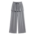 thumbnail image 5 of Noric Women Straight Leg Peplum Pants with Pockets High Waisted Drawstring Casual Summer Flowy Palazzo Pants Loose Fit, 5 of 7