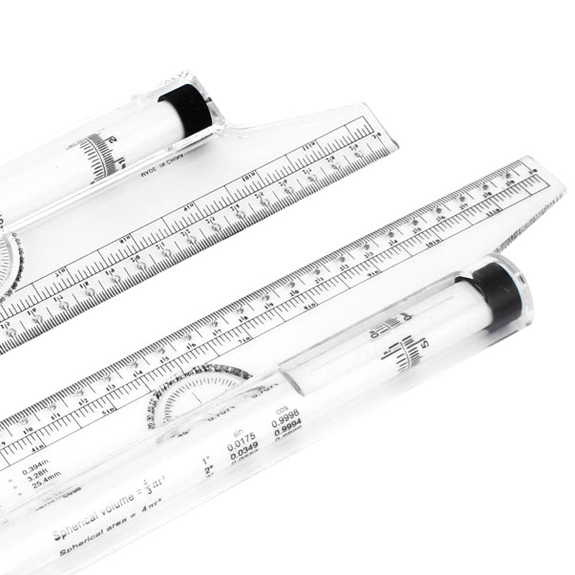 Unique Bargains 2 PCS 12 Inch Multifunctional Measuring Parallel Rolling Ruler