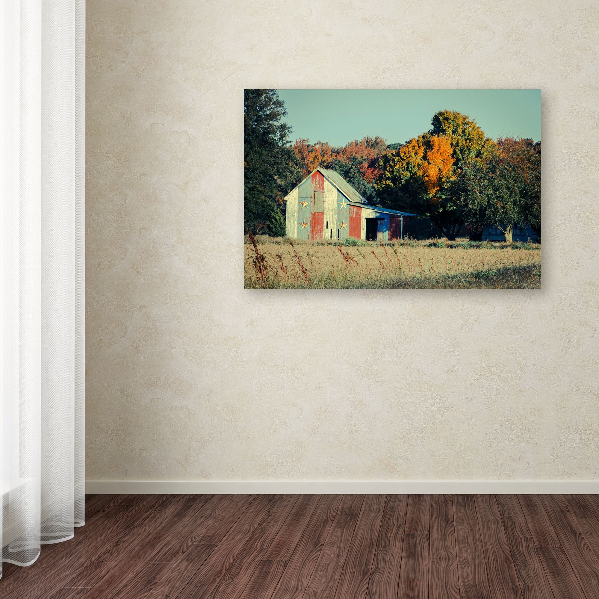 Trademark Fine Art 'Patriotic Barn in Field' Canvas Art by PIPA Fine Art