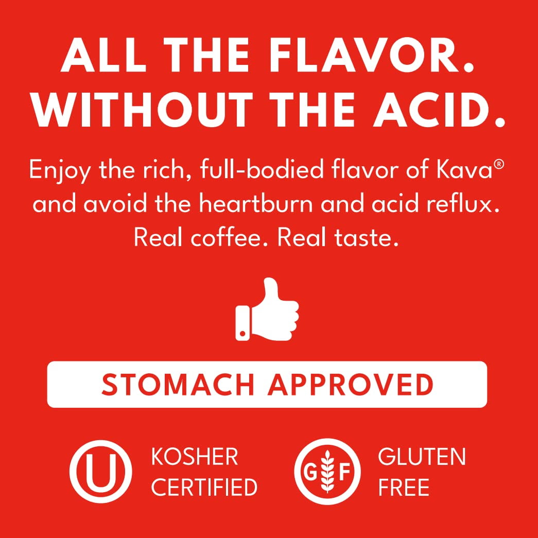 Kava Low Acid Ground Coffee – Medium Roast Arabica, Stomach Friendly, Kosher, 12 oz Bag (Pack of 3)