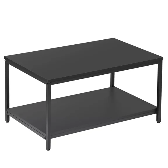 ZENSTYLE Wood Coffee Table Side End Table with W/2 Tier Storage Shelf for Living Room Black