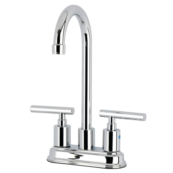 Kingston Brass KB8491CML Manhattan Double-Handle 4" Centerset Bar Faucet, Polished Chrome