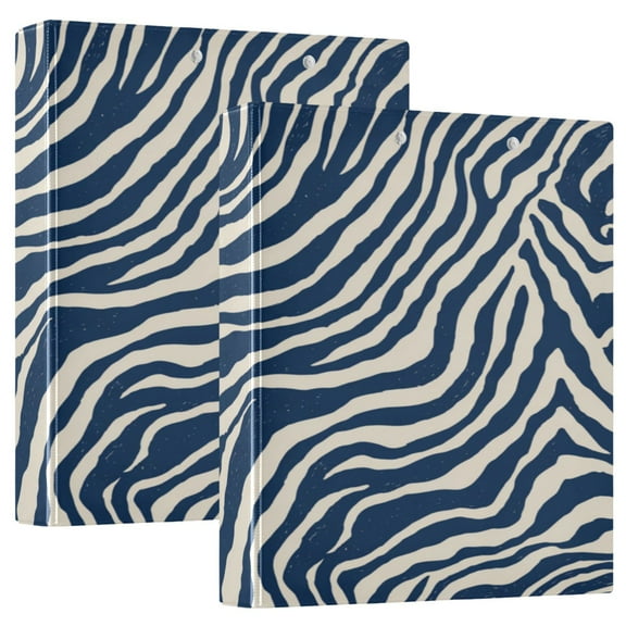 3 Ring Binder 1.5 inch Round Rings with Interior Pockets Binders Organizer Office School 2Pack Digital Blue Zebra Stripes