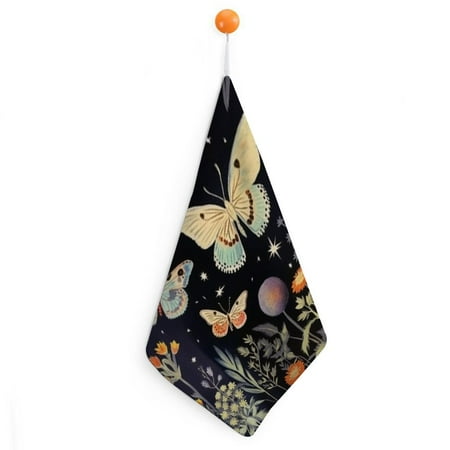 

BCIIG Butterflies Flowers Moon Reusable Hand Towels Ultra-Fine Microfiber Kitchen Set of 3 11.8x11.8in 1pcs