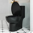 thumbnail image 3 of SUNRINX Matte Black One Piece Toilet for Bathroom, 17" ADA Comfort Chair Height Seat, Modern 1.1/1.6 GPF Dual Flush System Elongated Toilet, WaterSense & Sustainability, Comfort Soft-Close Seat, 3 of 10