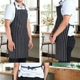 thumbnail image 4 of Farfi Apron Striped with Pocket Unisex Plaid Long Cooking Apron for Catering (Black Stripe), 4 of 12